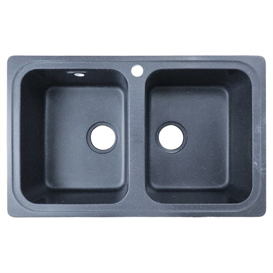 AZARIO Кухонная мойка Alba 780x490x190 двойная, искусственный мрамор, сифон в комплекте, цвет черный (CS00105217) CS00105217