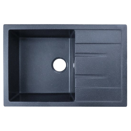 AZARIO Кухонная мойка Rio 750x505x185 искусственный мрамор, с "крылом", сифон в комплекте, цвет черный (CS00105230) CS00105230