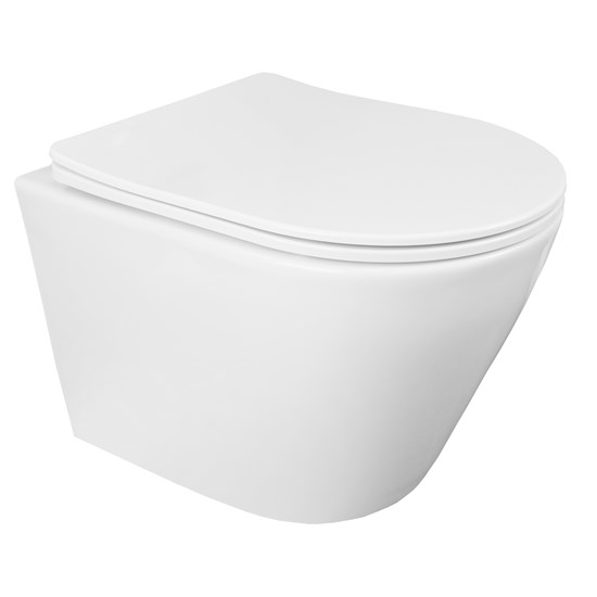 AZARIO Унитаз подвесной Loranto KROSA 360х485х330 с системой смыва "Tornado", в комплекте с быстросъемным сиденьем микролифт, дюропласт (87266) AZ-87266