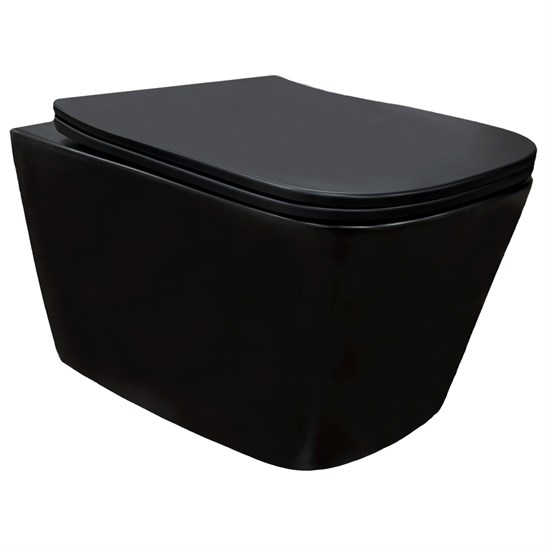 AZARIO Унитаз подвесной Cascad-Black 360х520х365 безободковый, система смыва "скрытое Торнадо", с быстросъемным сиденьем "Микролифт", черный матовый (AZ-2303A-MB) AZ-2303A-MB