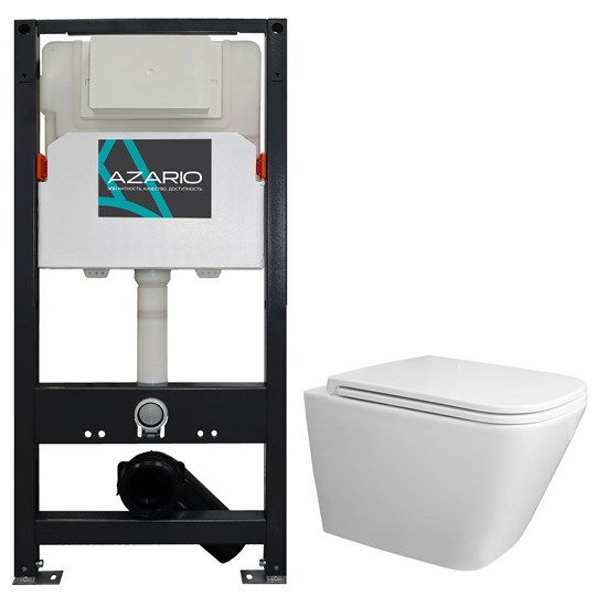 AZARIO Сет: Инсталляция для подвесного унитаза  NEW 3/6л + Унитаз  Teramo, подвесной, безободковый, смыв "Скрытое Торнадо", сиденье микролифт (AZ-501A+AZ-0052-UQ3) AZ-501A+AZ-0052-UQ3