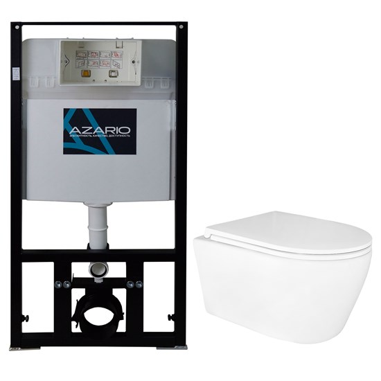 AZARIO Сет: Инсталляция  для подвесного унитаза 3/6л. + Унитаз подвесной  UNO безободковый, в комплекте сиденьем микролифт (AZ-8010-1000+AZ-2380) AZ-8010-1000+AZ-2380
