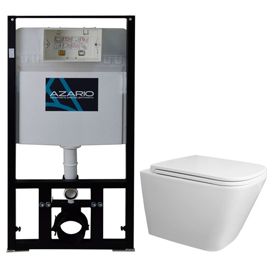AZARIO Сет: Инсталляция для подвесного унитаза  3/6л + унитаз  Teramo  подвесной, безободковый, слив "Скрытое Торнадо", с сиденьем микролифт (AZ-8010-1000+AZ-0052-UQ3) AZ-8010-1000+AZ-0052-UQ3