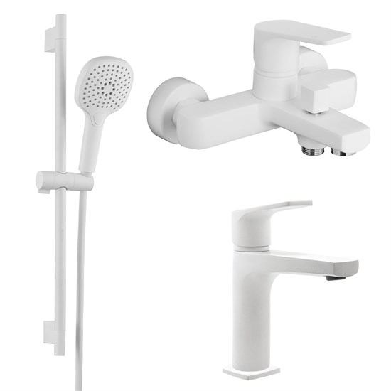 AZARIO Набор смесителей 3 в 1 для ванны TREYA, белый матовый (AZ-156805126+AZ-156845026+AZ-157820226) AZ-156805126+AZ-156845026+AZ-157820226