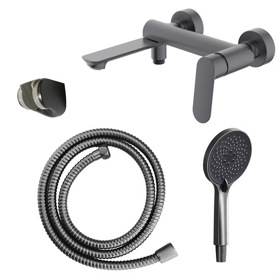 AZARIO Cмеситель для ванны Alanti с ручным душем, керамический картридж, шланг 150 см, графит (AZ-K3032GR) AZ-K3032GR