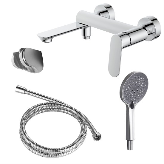 AZARIO Cмеситель для ванны Alanti с ручным душем, керамический картридж, шланг 150 см, хром (AZ-K3032) AZ-K3032