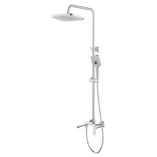 AZARIO Душевая система Alanti с квадратным тропическим душем, керамический картридж, шланг 150 см, хром (AZ-K2332-1) AZ-K2332-1
