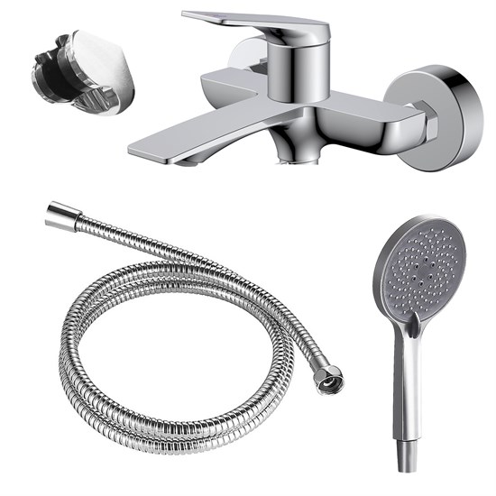 AZARIO Смеситель для ванны Lursy с ручным душем, керамический картридж, шланг 150 см, хром (AZ-K3049) AZ-K3049