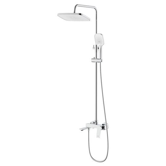 AZARIO Душевая система Lursy с квадратным тропическим душем, керамический картридж, шланг 150 см, хром (AZ-K2349) AZ-K2349