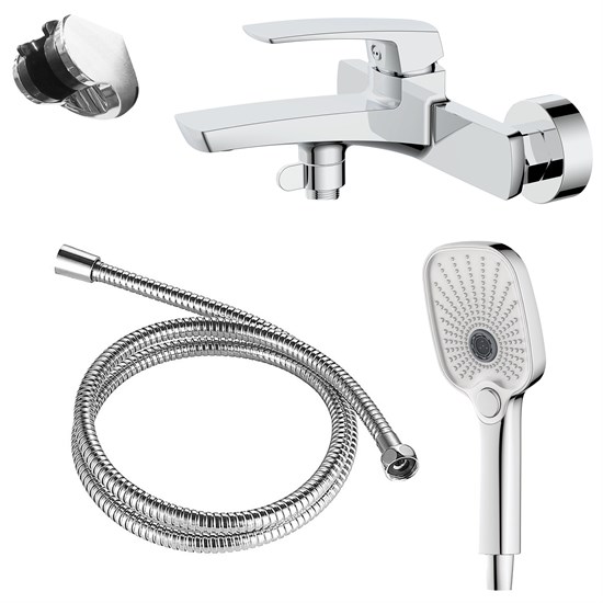 AZARIO Смеситель для ванны Conda с ручным душем, керамический картридж, шланг 150 см, хром (AZ-K3011) AZ-K3011