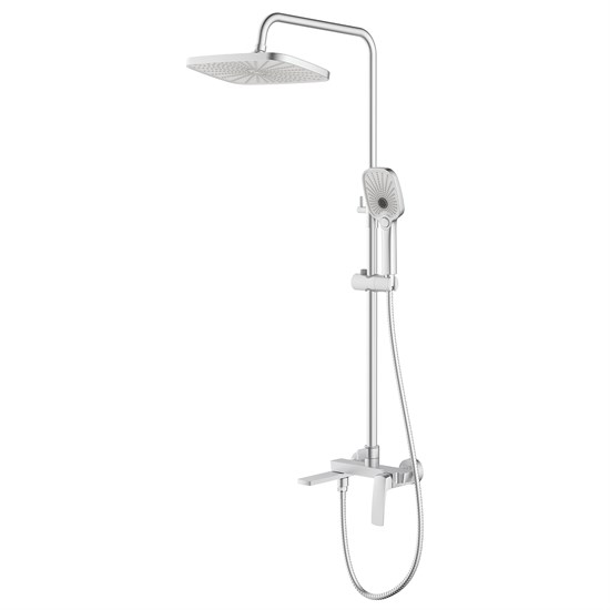 AZARIO Душевая система Conda с квадратным тропическим душем, керамический картридж, шланг 150 см, сатин (AZ-K2411BN) AZ-K2411BN