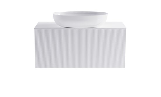 ASTRA-FORM Тумба подвесная М-40 90см 1ящ цв белый мат./волна, раковина Атрия бел гл., столешница Solid бел гл. 4631177713651