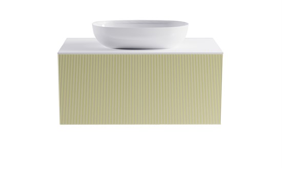 ASTRA-FORM Тумба подвесная М-40 100см 1ящ цв RAL1013 мат./волна, раковина Атрия бел гл., столешница Solid бел гл. 4631177713293