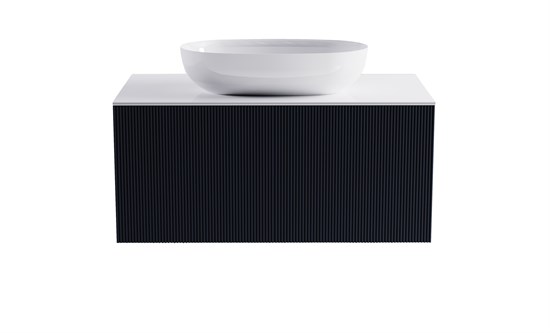 ASTRA-FORM Тумба подвесная М-40 100см 1ящ цв RAL7024  мат./волна, раковина Атрия бел гл., столешница Solid бел гл. 4631177713309