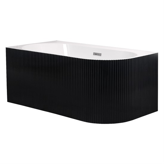 AZARIO Ванна акриловая LAGO BLANCO BLACK 1700х750х580 пристенная, левосторонняя, в комплекте с сифоном и металлической рамой, белый глянец/черный матовый (AZ-6724-1CLB 17075) AZ-6724-1CLB 17075
