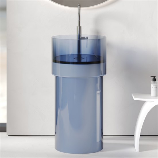 ABBER Раковина отдельностоящая прозрачная  Kristall AT2701Saphir-H синяя AT2701Saphir-H