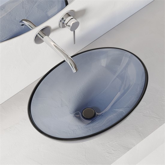 ABBER Раковина накладная прозрачная  Kristall AT2802Saphir синяя AT2802Saphir