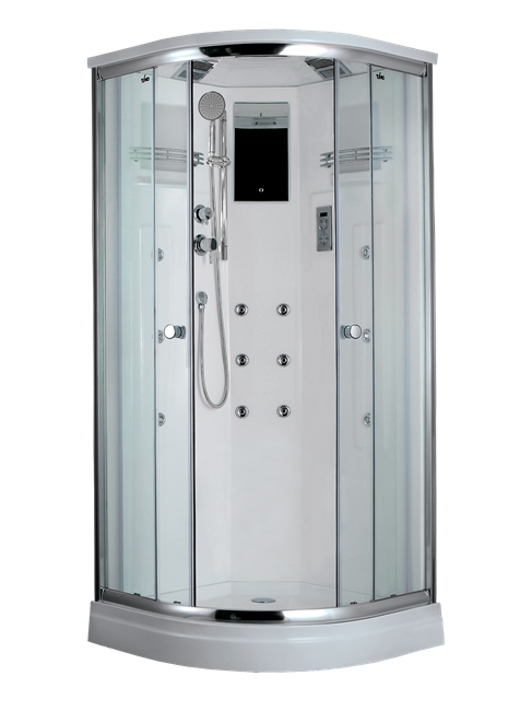 TIMO Lux T-7709 NEW душевая кабина 90*90*225, турецкая баня хамам, стульчик прозрачный T-7709NEW-T-STUN-T-CH/C