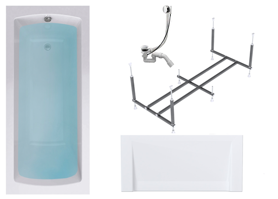 TIMO Комплект Акриловая ванна RITTA1560 1500*600*580+Каркас+Слив-перелив+Фронтальная панель RITTA1560-KT15S-SPV1505-FPE15S