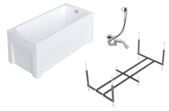 TIMO Комплект Акриловая ванна RITTA1560 1500*600*580+Каркас+Слив-перелив+Фронтальная панель+Торцевая панель RITTA1560-KT15S-SPV1505-FPE15S-TP60S