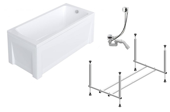 TIMO Комплект Акриловая ванна RITTA15570 1550*700*580+Каркас+Слив-перелив+Фронтальная панель+Торцевая панель RITTA15570-KT15-SPV1505-FP155S-TP70S