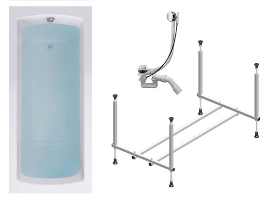 TIMO Комплект Акриловая ванна RITTA17570 1750*700*580+Каркас+Слив-перелив RITTA17570-KT17-SPV1505