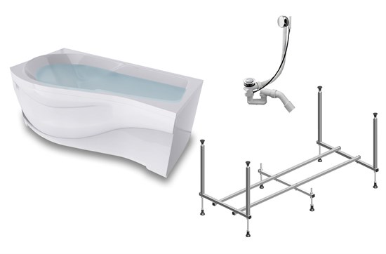 TIMO Комплект Акриловая ванна VINO1590L 150*90*66+Каркас + Слив-перелив+Фронтальная панель+Торцевая панель VINO1590L-KTVINO15-SPV1505-FPVINO15L-TPVINO15L