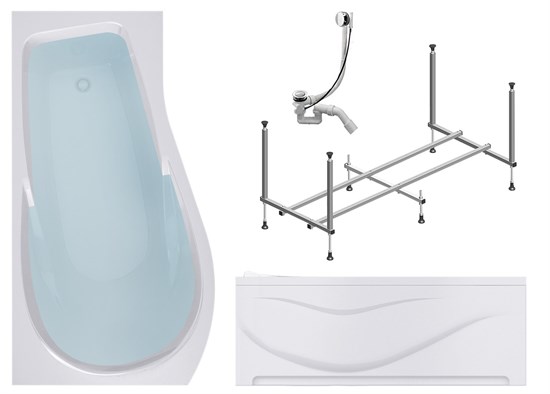 TIMO Комплект Акриловая ванна VINO1792L 170*92*66+Каркас + Слив-перелив+Фронтальная панель VINO1792L-KTVINO17-SPV1505-FPVINO17L