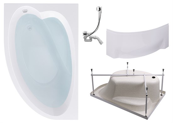 TIMO Комплект Акриловая ванна IVA1610L 160*100*70+Каркас + Слив-перелив+Фронтальная панель IVA1610L-KTIVA16-SPV1505-FPIVA16L