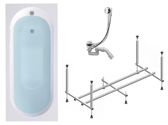 TIMO Комплект Акриловая ванна ROHA1370 130*70*58+каркас+слив-перелив ROHA1370-KT13-SPV1505