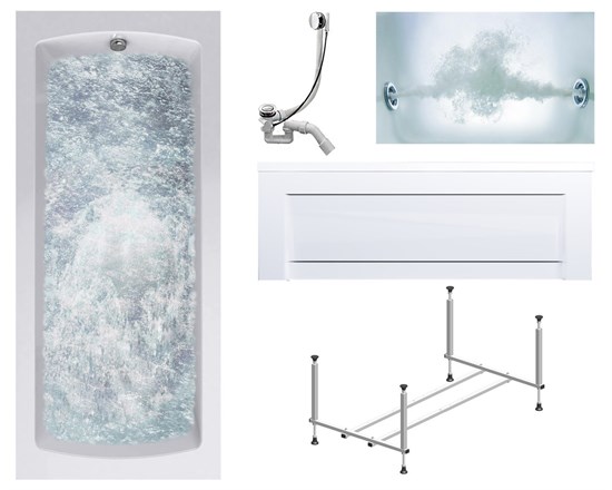 TIMO Комплект Акриловая ванна RITTA1775 170*75*63+Каркас + Слив-перелив+Гидромассаж 6 форсунок+Фронтальная панель RITTA1775-KT17-SPV1505-T-CM-FP17H