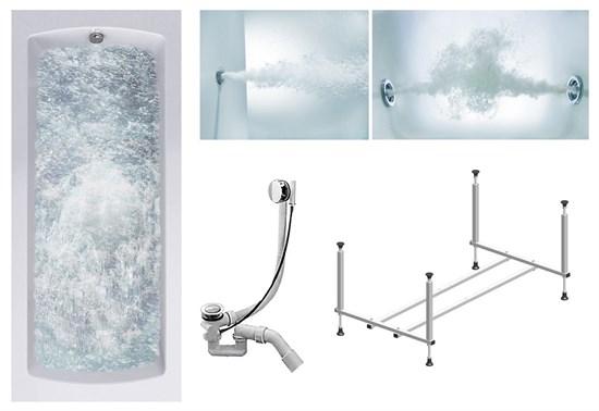 TIMO Комплект Акриловая ванна RITTA1775 170*75*63+Каркас + Слив-перелив+Гидромассаж 6 форсунок+Гидромассаж спины 3 форсунки RITTA1775-KT17-SPV1505-T-CM-T-BM