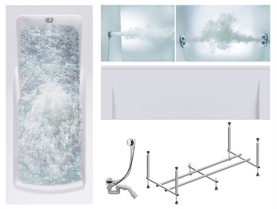 TIMO Комплект Акриловая ванна HELLA1575 150*75*63+Каркас + Слив-перелив+Гидромассаж 6 форсунок+Гидромассаж спины 3 форсунки+Фронтальная панель HELLA1575-KT15-SPV1505-T-CM-T-BM-FP15H