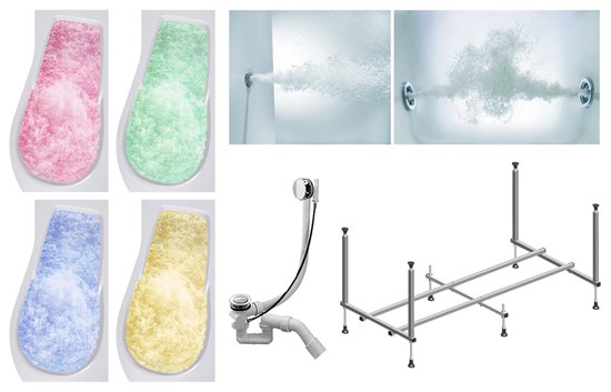 TIMO Комплект Акриловая ванна VINO1590R 150*90*66+Каркас + Слив-перелив+Гидромассаж 6 форсунок+Гидромассаж спины 3 форсунки+Хромотерапия VINO1590R-KTVINO15-SPV1505-T-CM-T-BM-T-CT