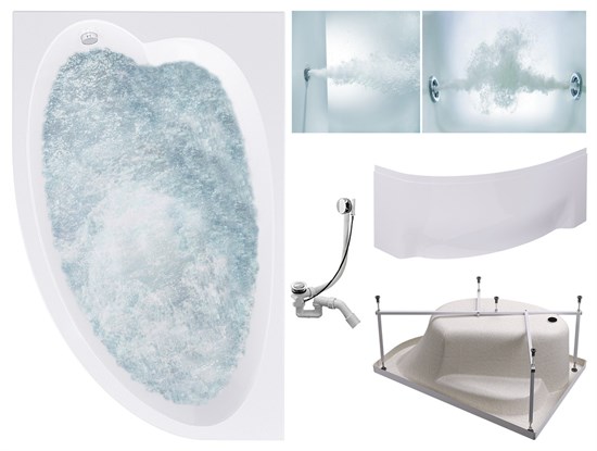 TIMO Комплект Акриловая ванна IVA1610L 160*100*70+Каркас + Слив-перелив+Гидромассаж 6 форсунок+Гидромассаж спины 3 форсунки+Фронтальная панель IVA1610L-KTIVA16-SPV1505-T-CM-T-BM-FPIVA16L