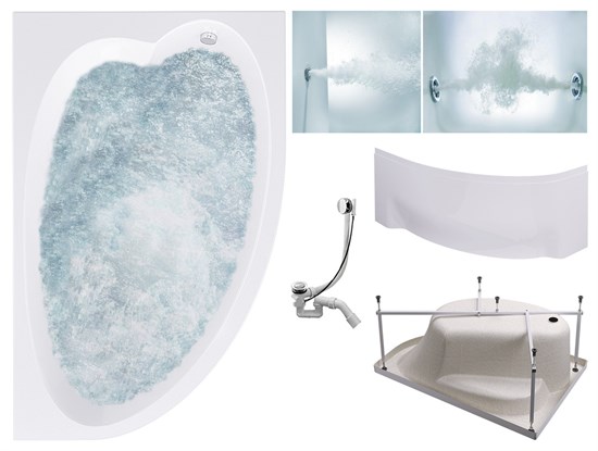 TIMO Комплект Акриловая ванна IVA1610R 160*100*70+Каркас + Слив-перелив+Гидромассаж 6 форсунок+Гидромассаж спины 3 форсунки+Фронтальная панель IVA1610R-KTIVA16-SPV1505-T-CM-T-BM-FPIVA16R