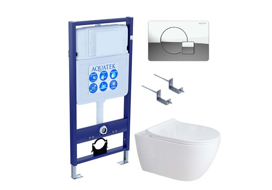AQUATEK SET ПОЛАРИС (рама Standard INS-0000012+унитаз ПОЛАРИС AQ0700-01 с тонким сиденьем soft-close+ крепеж KKI-0000002 +панель KDI-0000067) SET AQUATEK ПОЛАРИС-01-067 4в1