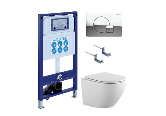 AQUATEK SET ЕВРОПА-067 4в1 (рама INS-0000025 +крепление KKI-0000002 +кнопка KDI-0000067 +унитаз AQ1901-00 +тонкое сиденье sc) SET AQUATEK ЕВРОПА-067 4в1