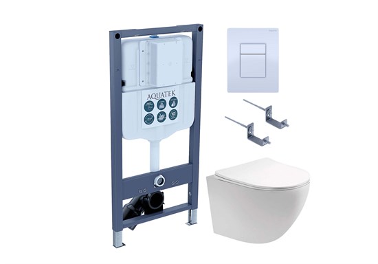 AQUATEK SET ЕВРОПА-INSP02 4в1 (рама INSP-0000002+крепёжKKI-0000002+панел смыва PNN-0000001+унитаз ЕВРОПА AQ1900T-00 с тонким сиденьем soft-close) SET AQUATEK ЕВРОПА-INSP02 4в1