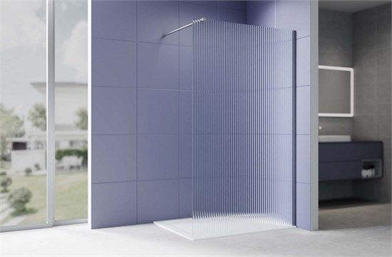 AQUATEK Душевая перегородка Walk In 140см, с держателем 1200мм, профиль оружейная сталь, стекло рифленое, закаленное AQ.WI.140.2GM