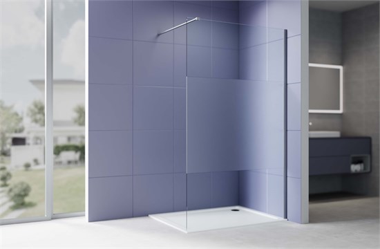 AQUATEK Душевая перегородка Walk In 120см, с держателем 1200мм, профиль оружейная сталь, стекло прозрачное+матовое, закаленное AQ.WI.120.3GM