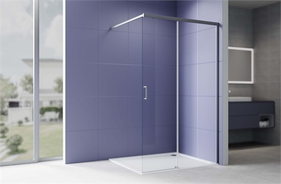 AQUATEK Душевая перегородка Walk In 120см, раздвижная, с держателем 1200мм, профиль оружейная сталь, стекло прозрачное, закаленное AQ.WISL.120.1GM