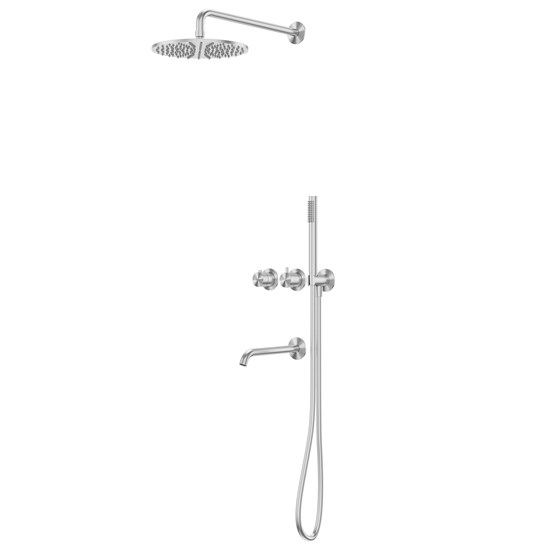 ABBER Душевая система Wasser Kreis 316 AF8150BST скрытого монтажа с изливом, термостат, сталь брашированная AF8150BST