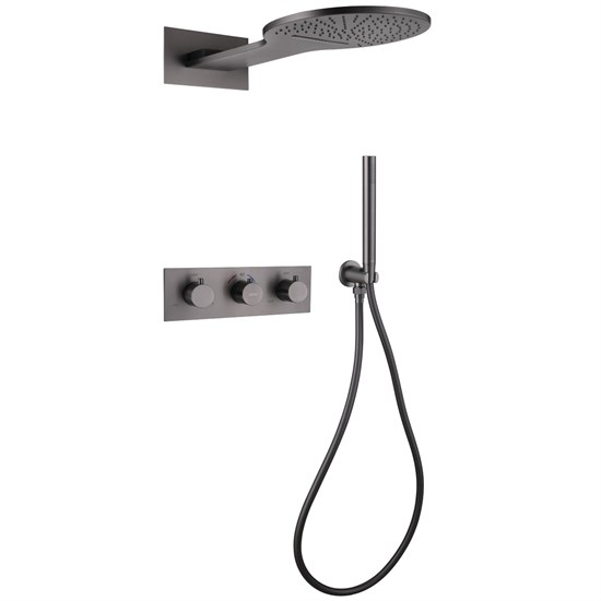 ABBER Душевая система Wasser Kreis AF8151NG скрытого монтажа без излива, термостат, никель AF8151NG