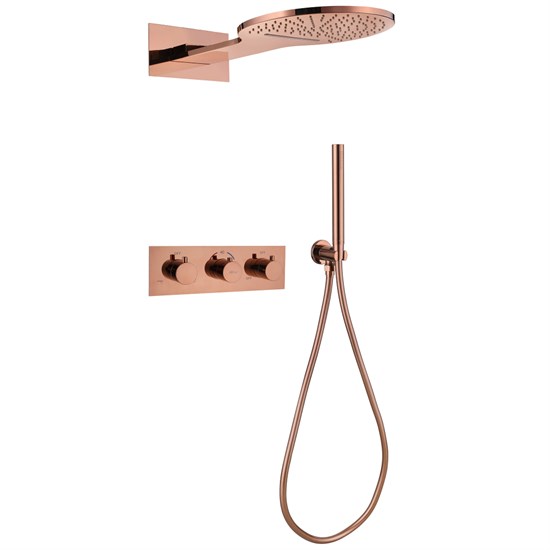 ABBER Душевая система Wasser Kreis AF8151RG скрытого монтажа без излива, термостат, розовое матовое AF8151RG