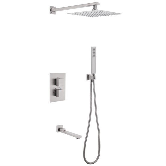 ABBER Душевая система Daheim AF8250SP скрытого монтажа с изливом, термостат, сатин AF8250SP