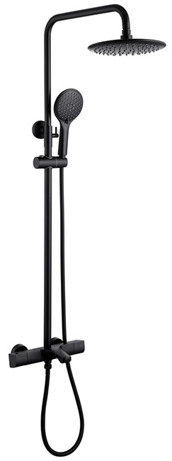 ABBER Душевая стойка Thermostat AF8516BL с термостатом и изливом, черный матовый AF8516BL