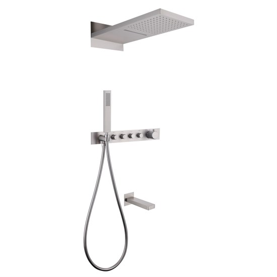 ABBER Душевая система Rund AF8753SP скрытого монтажа с изливом, термостат, сатин AF8753SP