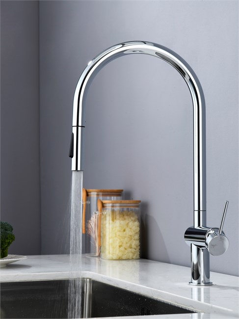 AQUAme AQM9901CR  Cucina  Смеситель для кухни с выдвижным U-образным изливом, хром AQM9901CR