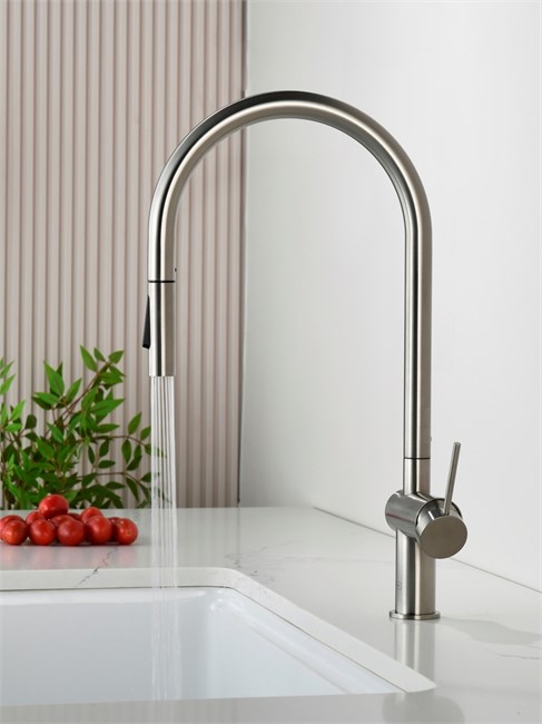 AQUAme AQM9901BN  Cucina Смеситель для кухни с выдвижным U-образным изливом,никель шлифованный AQM9901BN